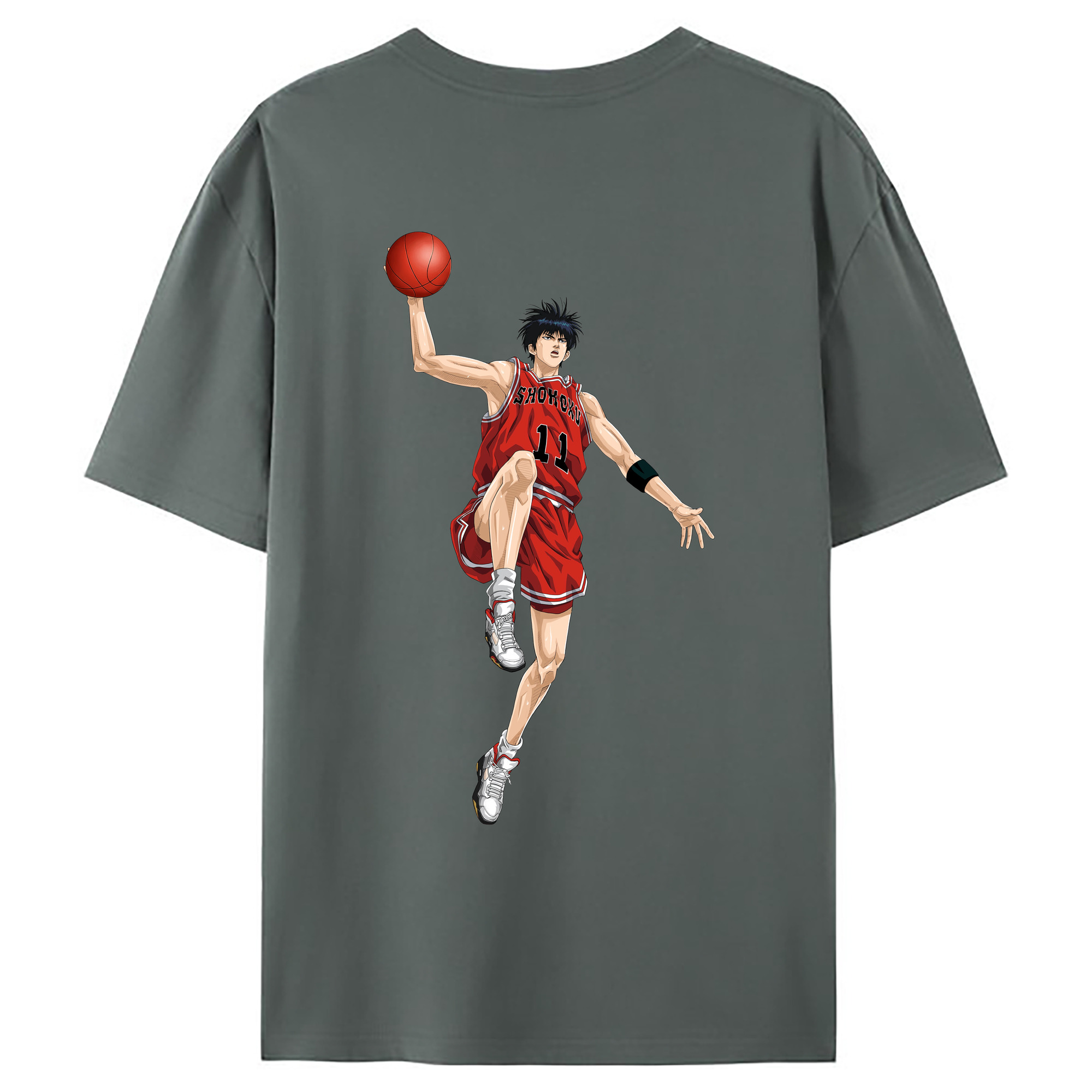 （画像用） SLAM DUNK／スラムダンク 綿100％ メンズ半袖Tシャツ（バックプリント） 通気性